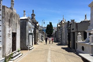 28 Looking Down A Main Street In Recoleta Cemetery With Sign To Sarmiento Buenos Aires.jpg